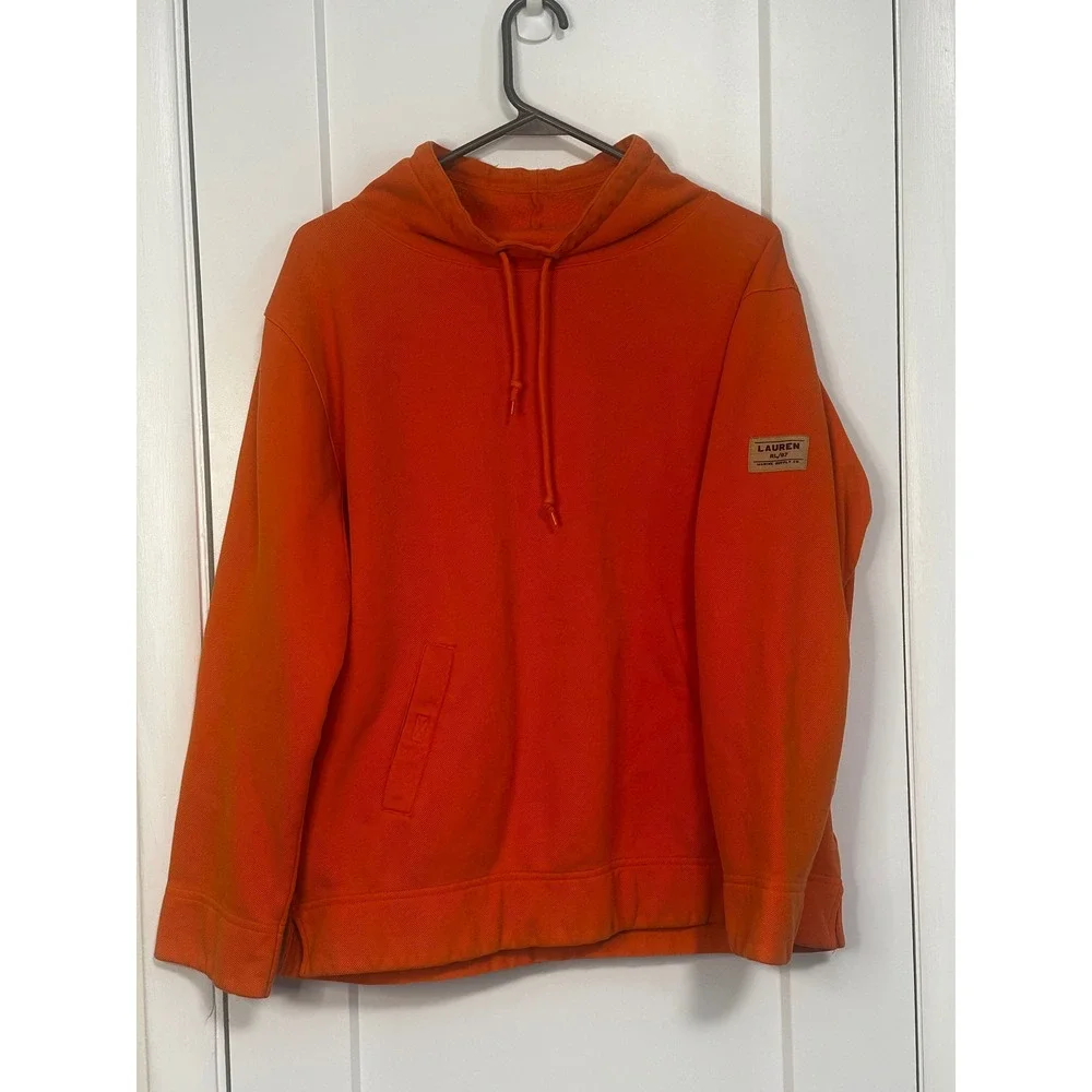Lauren Ralph Lauren Orange Marine Supply Co RL/67 Cowl Neck Hoodie Mens Large
